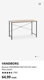 Jysk Bureau VANDBORG 60x120 - Licht eiken/zwart, Huis en Inrichting, Bureaus, Ophalen, Zo goed als nieuw, Bureau