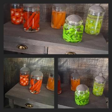 Glazen gevulde concerven potten miniatuur poppenhuis ️💚 beschikbaar voor biedingen