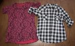 Zwart Wit Geruite Blouse en Roze Gestreepte Shirt (L), Ophalen of Verzenden, Gedragen, Maat 42/44 (L), Zwart