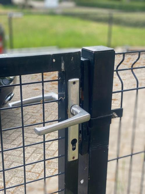 zwart tuinhek met poort, Tuin en Terras, Tuinhekken en Hekwerk, Gebruikt, Tuinhek, IJzer, Met poort, Ophalen of Verzenden