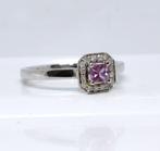 Zilver 925 Ring, Roze saffier, Diamanten, 0.56 Carat, Nieuw, Verzenden, Geen, Nieuw, Met edelsteen