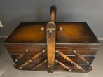 Antiek houten accordeon naaikistje, Ophalen of Verzenden