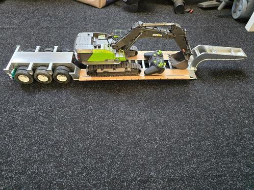 ALUMINIUM LOWBED TRAILER EN GRAAFMACHINE, Hobby en Vrije tijd, Modelbouw | Radiografisch | Overige, Nieuw, Ophalen