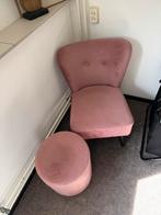 Roze fauteuil + bijpassende poef, Huis en Inrichting, Ophalen, Zo goed als nieuw