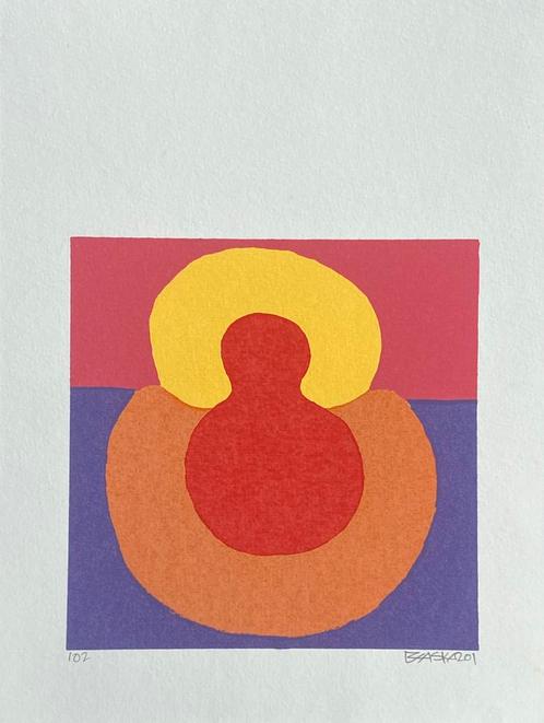 zeefdruk “Secure” door Bhaskar Handé, Antiek en Kunst, Kunst | Litho's en Zeefdrukken, Ophalen of Verzenden