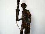 Antieke tafellamp lamp met mijnwerker ca. 1920 mijnen, Antiek en Kunst, Ophalen of Verzenden