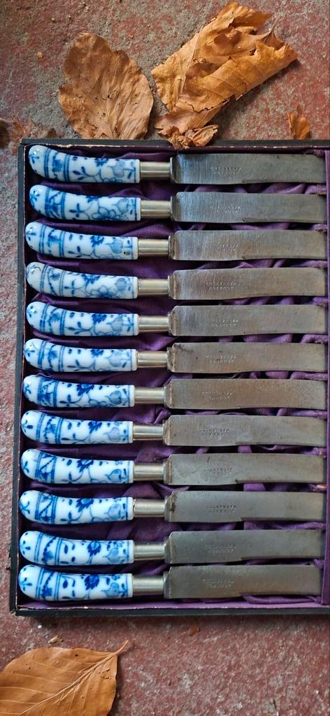 Messenset bleu onion, Antiek en Kunst, Antiek | Schalen, Ophalen