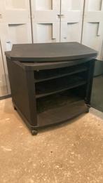 Tv audiokast op wielen, getint glas, legplank, draaiplateau, Ophalen, Gebruikt, 50 tot 100 cm, Glas