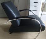 2 Zwarte Leren Fauteuils Jan des Bouvrie, Huis en Inrichting, Stoelen, Gebruikt, Twee, Zwart, Leer