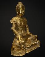 Mandalay Boeddha, hout met bladgoud, Huis en Inrichting, Ophalen of Verzenden, Gebruikt