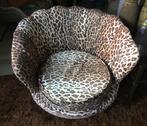 Fauteuil, schelpstoel panterprint, Ophalen, Gebruikt, Landelijk/modern, 75 tot 100 cm