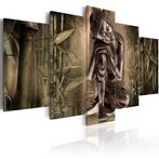 107 Bamboe Buddha 5 Luik Canvas Schilderij 200x100cm 2 maten, Ophalen of Verzenden