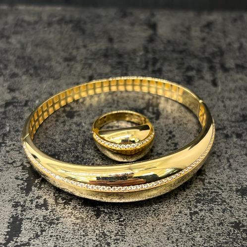 18 karaat gouden armband met ring set, Sieraden, Tassen en Uiterlijk, Armbanden, Nieuw, Goud, Ophalen of Verzenden