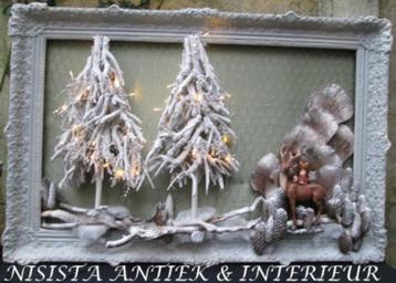 XXL 3D Kerst Schilderij met Kerstbomen Hert & Licht 117 x 78 beschikbaar voor biedingen
