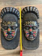 Masker 2 st. Nigeria Afrika hout groot Kunst handwerk kralen, Ophalen