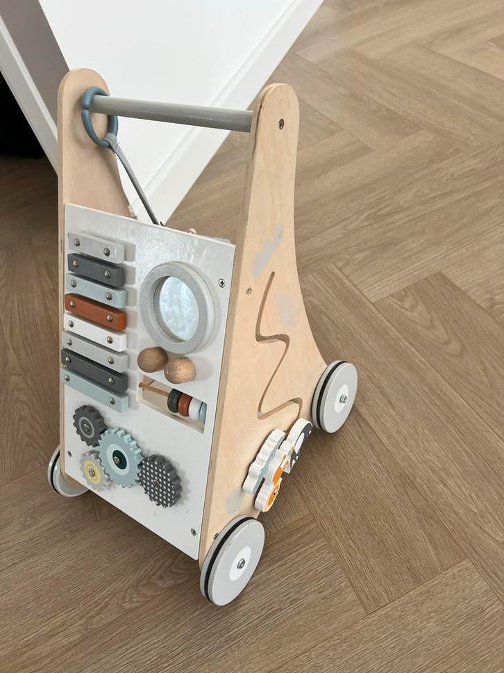 Houten Loopwagentje met Activiteitenpaneel, Kinderen en Baby's, Speelgoed | Buiten | Voertuigen en Loopfietsen, Gebruikt, Duwvoertuig