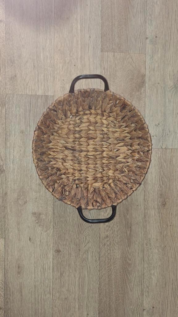 Rieten Fruitmand met Handvatten, Huis en Inrichting, Woonaccessoires | Schalen en Manden, Gebruikt, Mand, Rond, Riet, Ophalen