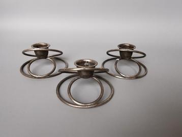 Set retro vintage wit metaal design kandelaars Denmark ? beschikbaar voor biedingen