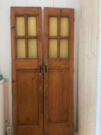 Antieke vintage houten kastdeuren, Doe-het-zelf en Verbouw, Deuren en Horren, Ophalen, Binnendeur, Minder dan 200 cm, Glas