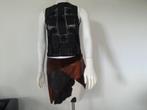 WATCHER zwarte top met leer maat S, WATCHER, Verzenden, Zwart, Zo goed als nieuw