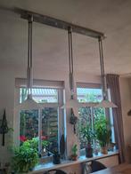 Moderne hanglamp met 3 halogeen lampen, Gebruikt, Ophalen of Verzenden, Glas, 75 cm of meer