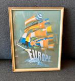 Europa vintage jaren ‘60 prent ingelijst in glas, Verzamelen, Foto's en Prenten, 1940 tot 1960, Ophalen of Verzenden, Zo goed als nieuw