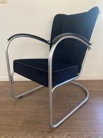 Gispen 412 fauteuil, zijdemat chroom, nieuwe zwarte ribstof, Huis en Inrichting, Fauteuils, Ophalen of Verzenden, Zo goed als nieuw