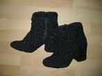 Vintage super trendy zwarte laarsjes met bont en hak maat 37, Zwart, Lage of Enkellaarzen, Nieuw, Ophalen of Verzenden