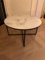Ronde salontafel met marmerlook blad, Huis en Inrichting, Tafels | Salontafels, Ophalen, Gebruikt, Rond, 50 tot 100 cm