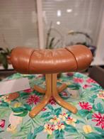 Leren voetenbankje, Huis en Inrichting, Banken | Voetenbanken en Poefen, Ophalen, Minder dan 50 cm, Gebruikt, Rechthoekig