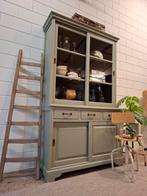 Vintage/Brocante groene schoolkast, Landelijke buffetkast, 200 cm of meer, Ophalen of Verzenden, 25 tot 50 cm, Met deur(en)