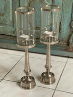 Kandelaar met glas set van 2 stuks, Ophalen of Verzenden, Zo goed als nieuw, Overige materialen, Minder dan 25 cm