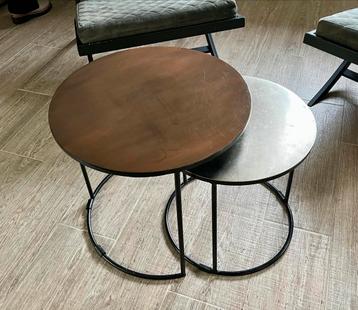 Stijlvolle set salontafels/bijzettafels - brons & zilver beschikbaar voor biedingen