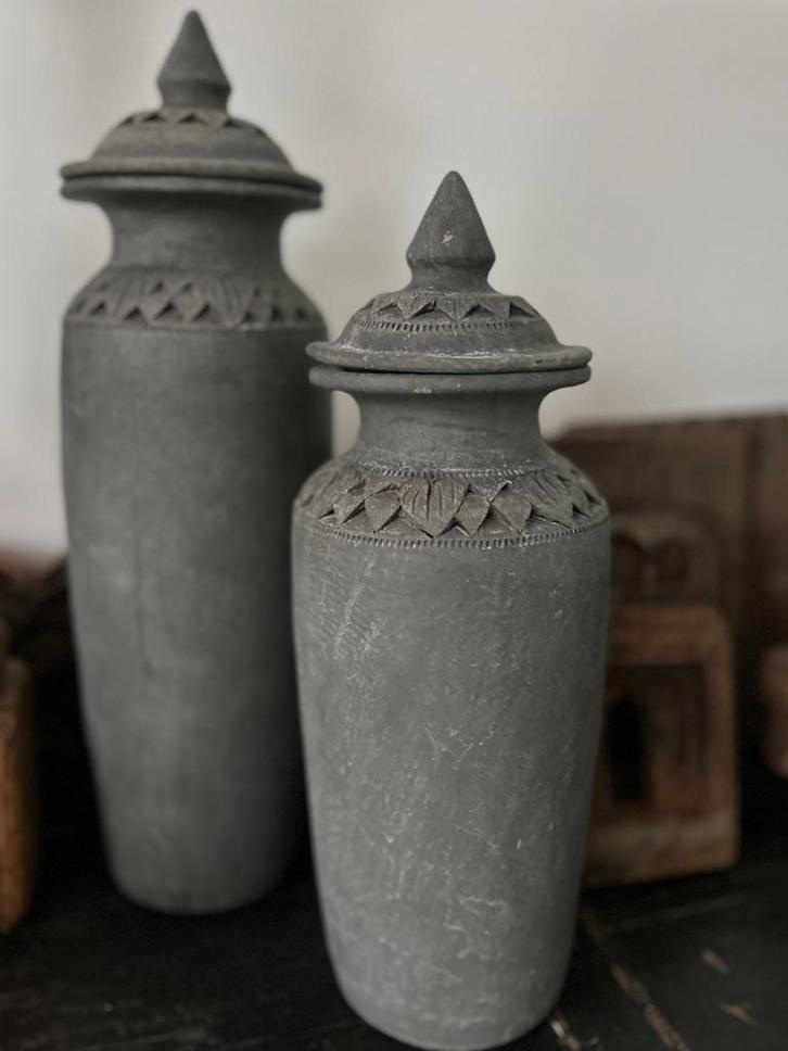 Oosterse aardewerk deksel kruik sober sleets, Antiek en Kunst, Curiosa en Brocante, Ophalen of Verzenden