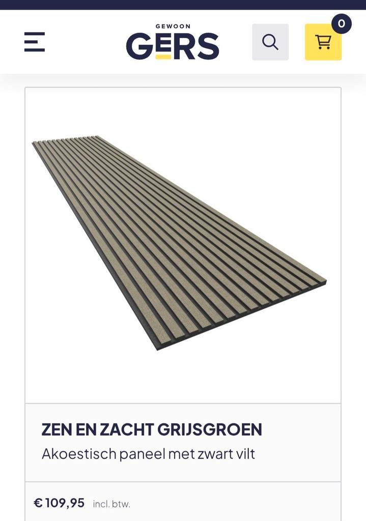 GewoonGers akoestische panelen grijsgroen 3x + eindprofiel, Doe-het-zelf en Verbouw, Platen en Panelen, Nieuw, Overige materialen