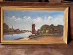 Oud Fries landschap met skûtsje – schilderij 8849, Antiek en Kunst, Ophalen of Verzenden