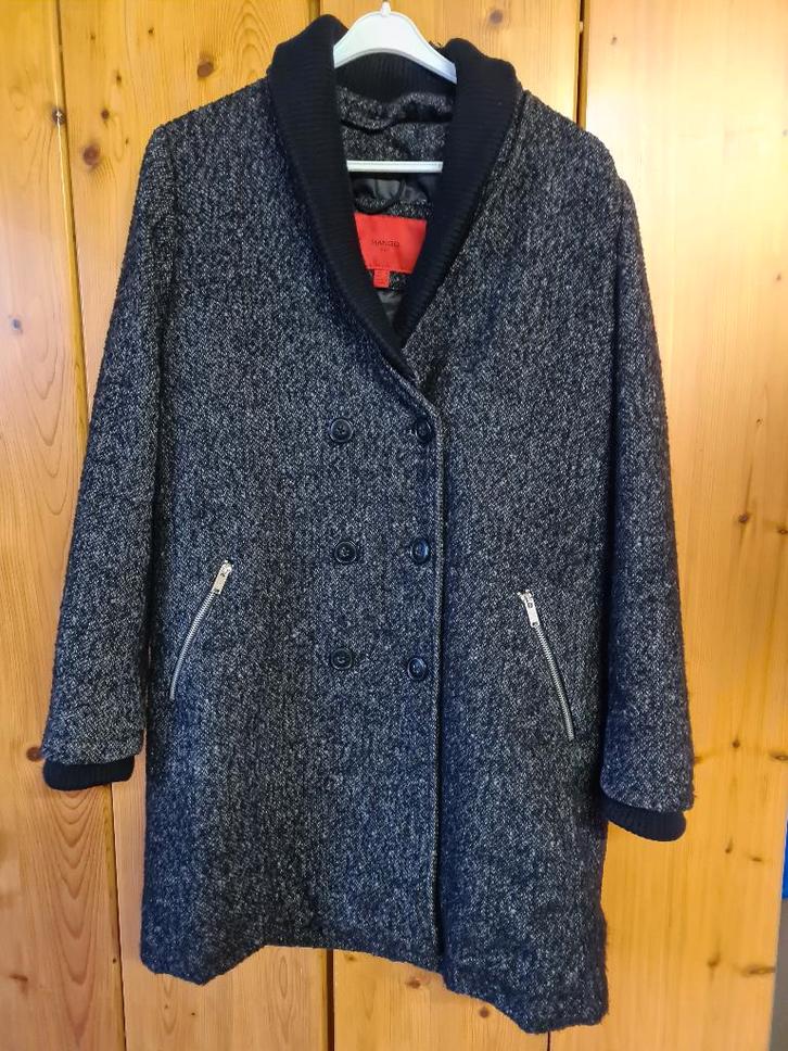 Mango dames driekwart winterjas, tweed, maat L (40), Kleding | Dames, Jassen | Winter, Gedragen, Maat 38/40 (M), Zwart, Ophalen of Verzenden