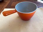 t.k.Le Creuset caquelon gietijzer FB oranje INDUCTIE, Ophalen, Gietijzer, Koekenpan of Braadpan, Inductieplaat