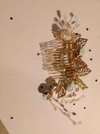 Gouden Haarkam met Bloemen en Parel,verguld!, Sieraden, Tassen en Uiterlijk, Broches, Nieuw, Ophalen of Verzenden, Goud, 7 tot 10 cm