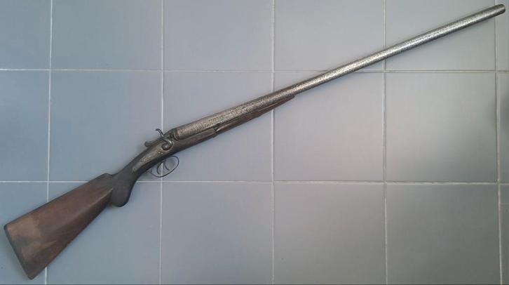 Antiek Engels toplever hagelgeweer kal 12 zwartkruit, Antiek en Kunst, Antiek | Overige Antiek, Ophalen of Verzenden