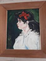 Schilderij - nageschilderd Vrouw met rode strik, Ophalen, Zo goed als nieuw