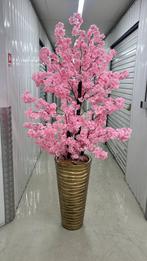 Goud Kunstvaas met roze bloesem, Huis en Inrichting, Ophalen of Verzenden, Zo goed als nieuw