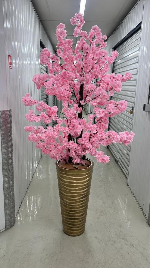 Goud Kunstvaas met roze bloesem, Huis en Inrichting, Woonaccessoires | Vazen, Zo goed als nieuw, Ophalen of Verzenden