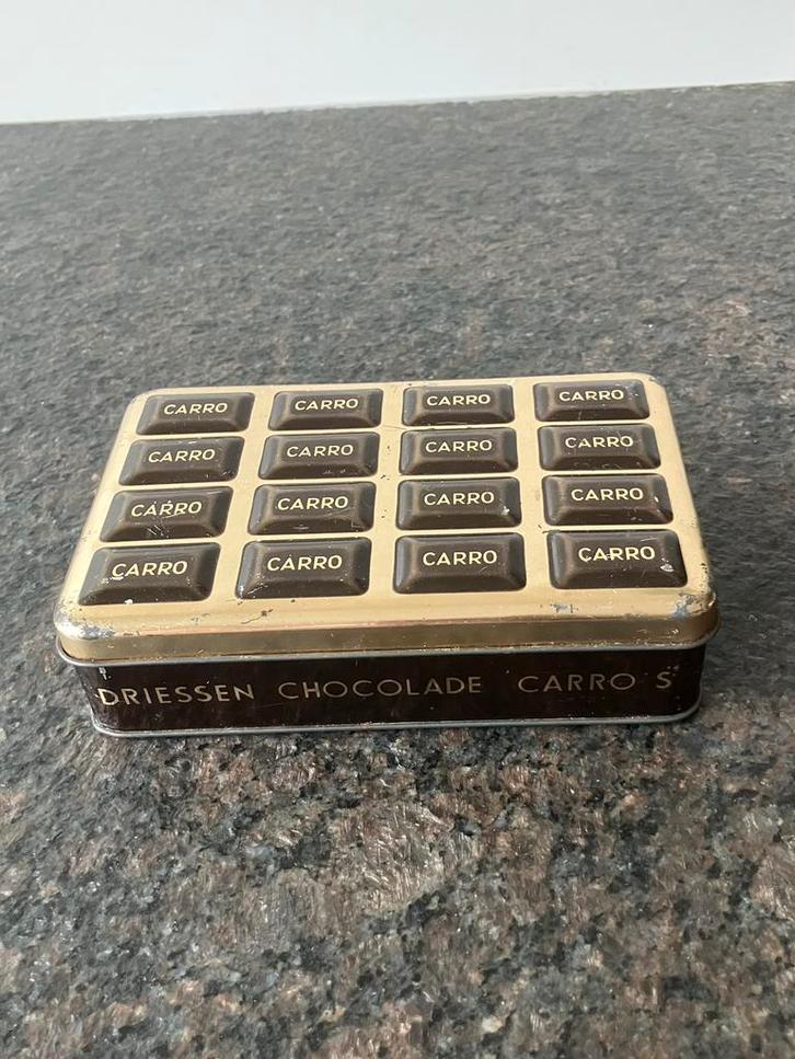 Vintage CARRO chocolade- blikje, Verzamelen, Blikken, Gebruikt, Ophalen of Verzenden