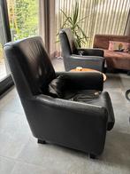 Lederen zwart fauteuils, Huis en Inrichting, Fauteuils, Ophalen, Gebruikt, 75 tot 100 cm, Leer