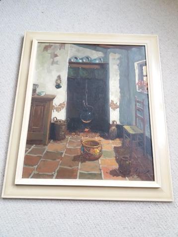 Schilderij van A. Eckhardt Boerenhuis uit ca. 1900 beschikbaar voor biedingen
