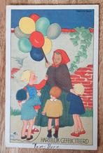 Oude kaart 1937 kinderen ballonnen vrouw stempel cs a'dam, Verzamelen, Ansichtkaarten | Themakaarten, Kinderen, Ophalen of Verzenden