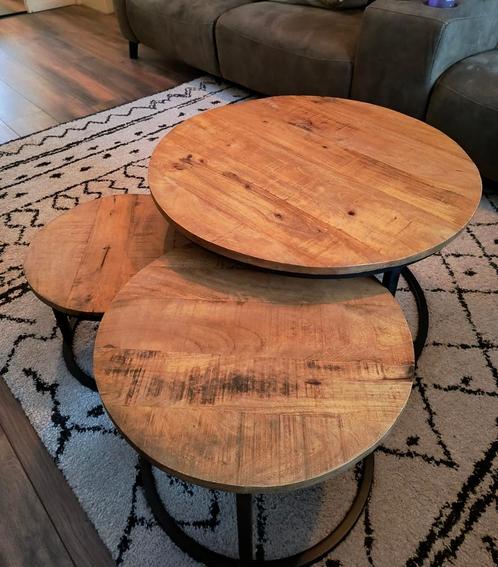 Label51 Salontafel Set - Mangohout, Huis en Inrichting, Tafels | Salontafels, Zo goed als nieuw, Minder dan 50 cm, 50 tot 100 cm