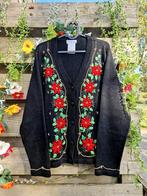 Ontzettend mooi handgemaakt geborduurd vest met bloemen, Ophalen of Verzenden, Zo goed als nieuw, Maat 46/48 (XL) of groter, Zwart