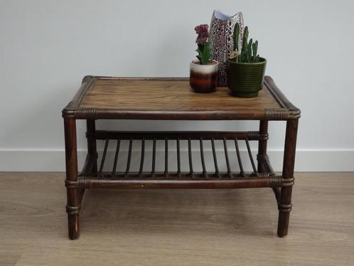 Vintage bamboe / rotan salontafel, Huis en Inrichting, Tafels | Salontafels, Gebruikt, Minder dan 50 cm, 50 tot 100 cm, 100 tot 150 cm